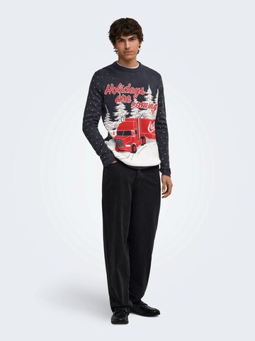 Only & Sons Pullover 'ONSXMAS COLA' in Blau