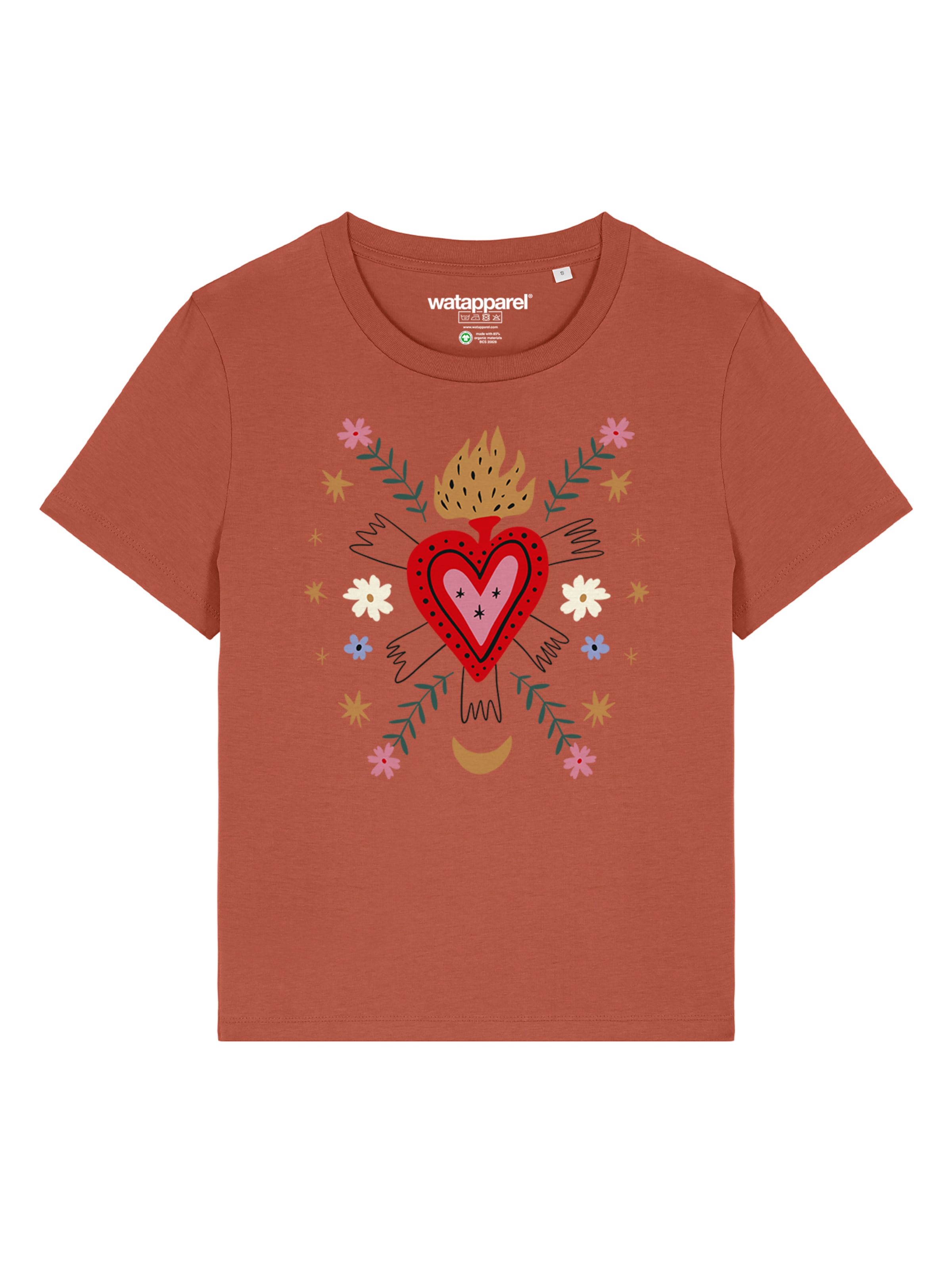 Watapparel Shirt 'Love And Flex' in Bruin: voorkant