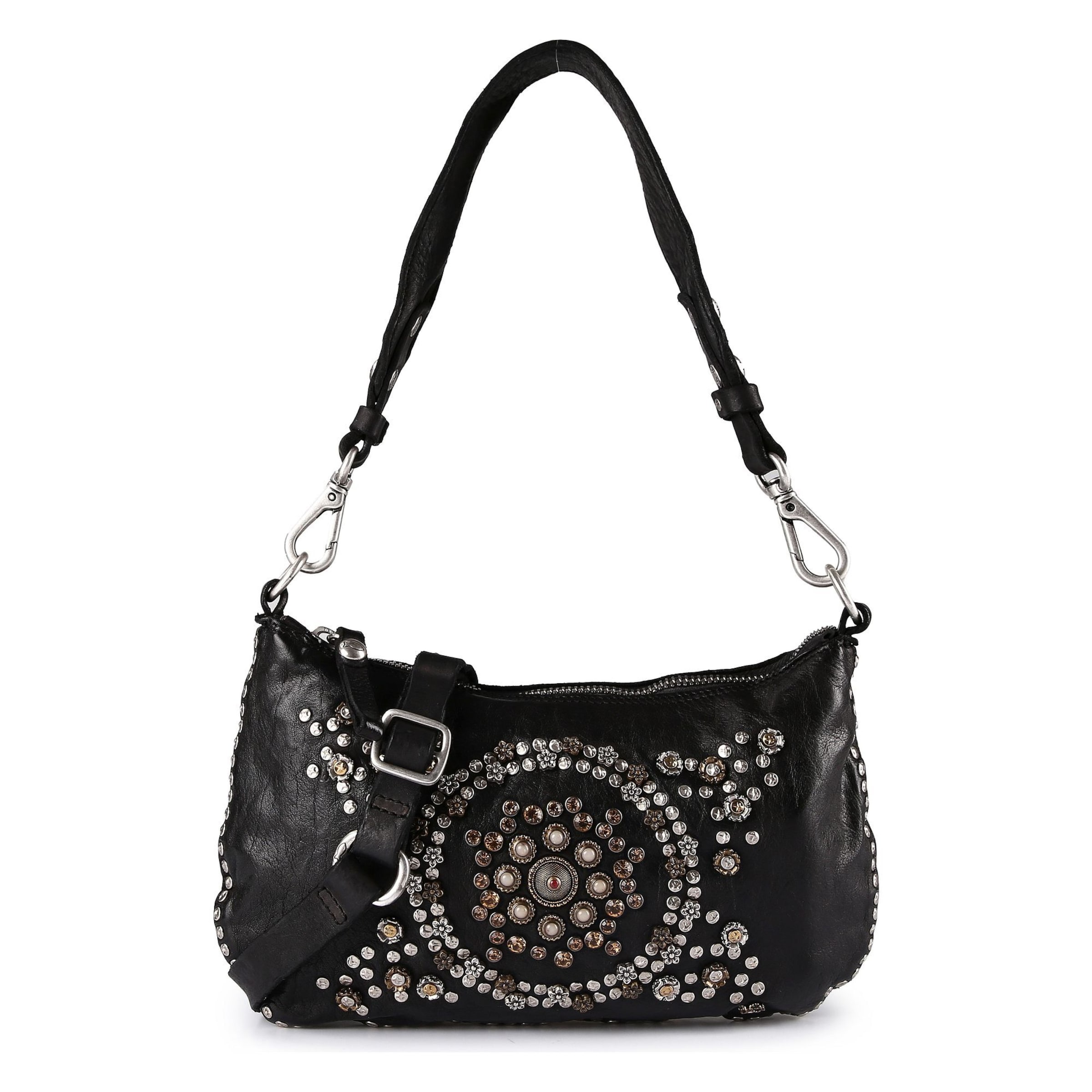 Sac bandoulière 'Teresa' Campomaggi en noir : devant