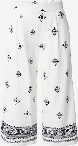 ONLY Široke hlačnice Hlače z naborki 'CARISA' | bela barva: sprednja stran