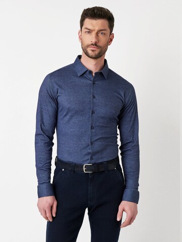 DESOTO Slim fit Button Up Shirt in Blue: front