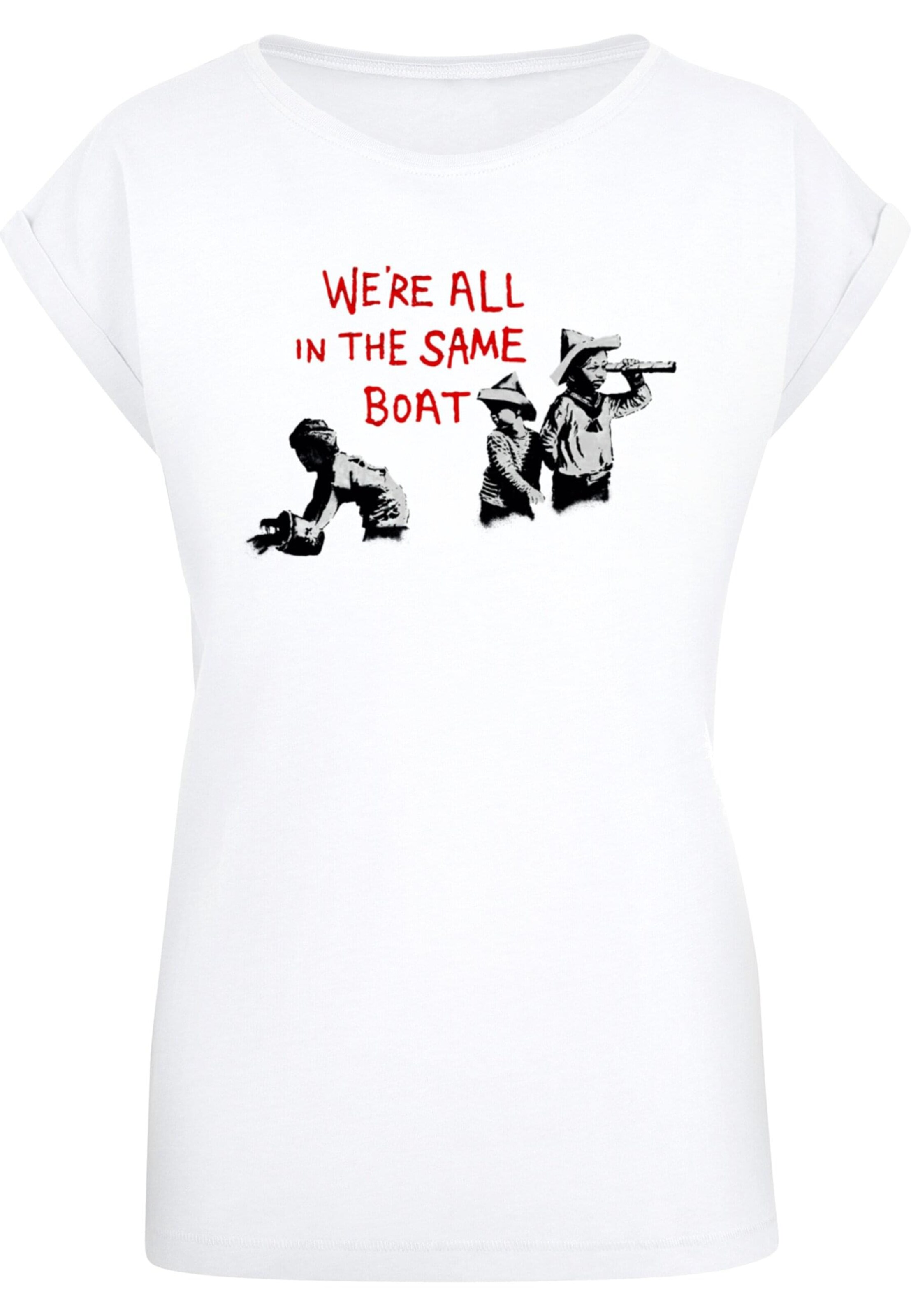 Merchcode T-Shirt 'Brandalised - In The Same Boat' in Weiß: Vorderseite