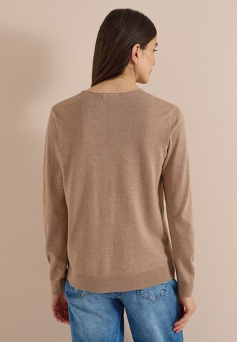 CECIL Basic Pullover mit V-Neck in Unifarbe in Braun