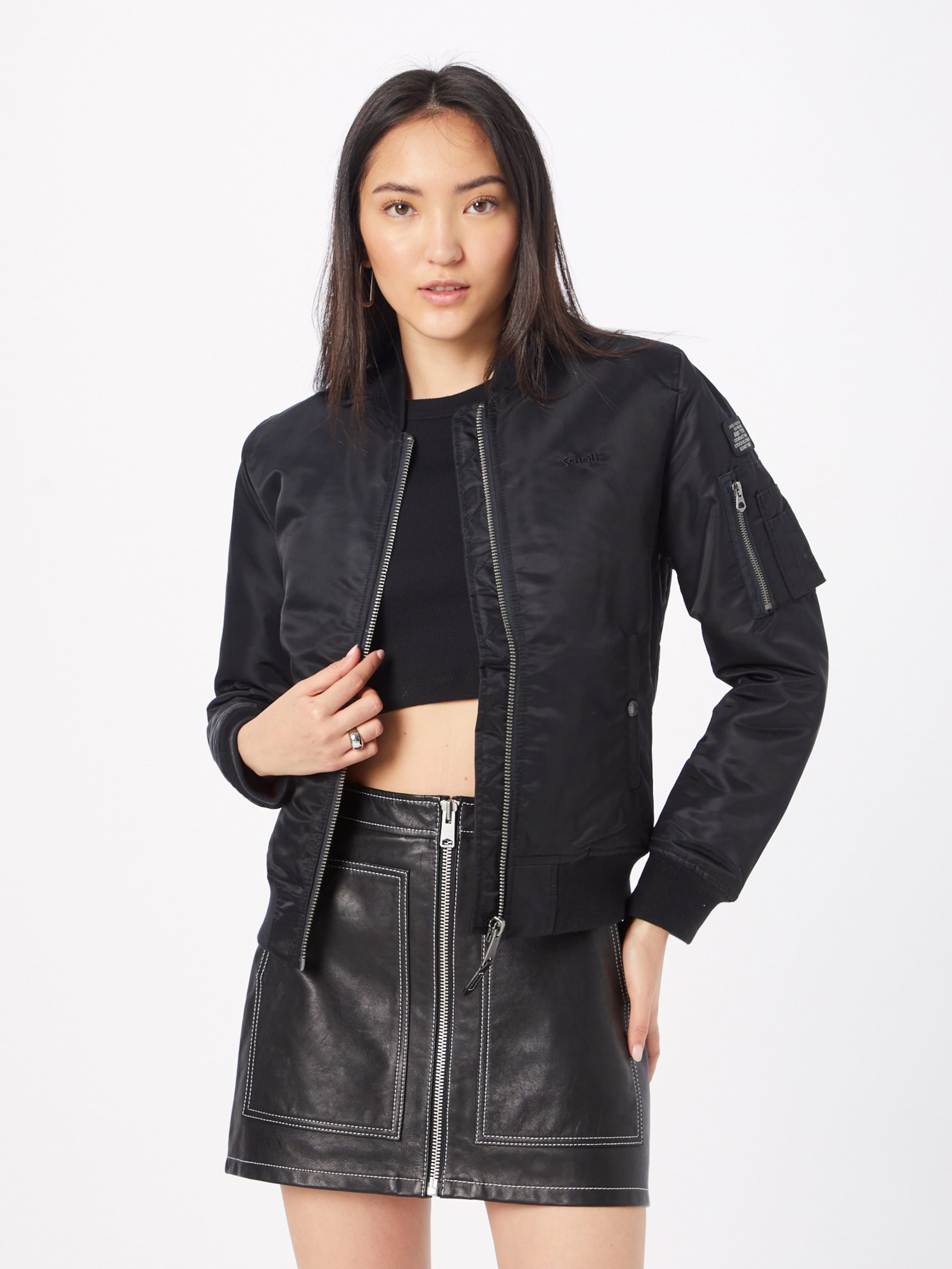 Schott black store bomber jacket