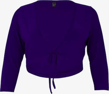 Yoek Knit Cardigan in Purple: front