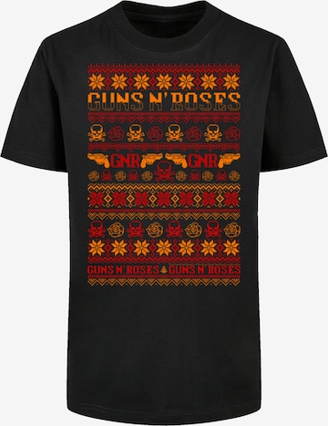 F4NT4STIC Shirt 'Guns And Roses Weihnachten Christmas' in Black: front