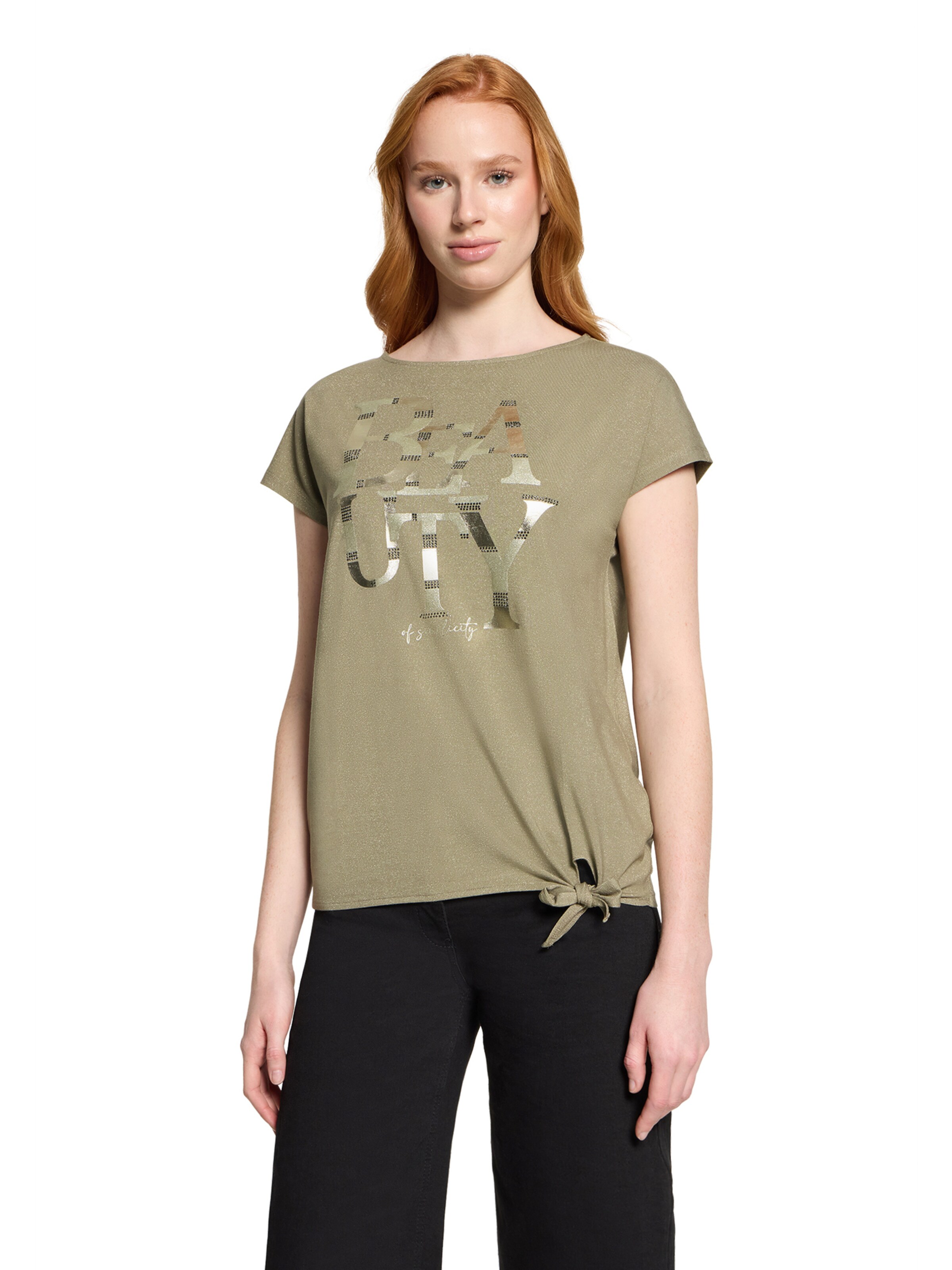 Betty Barclay Halbarm-Shirt mit Knoten in Grün: Vorderseite