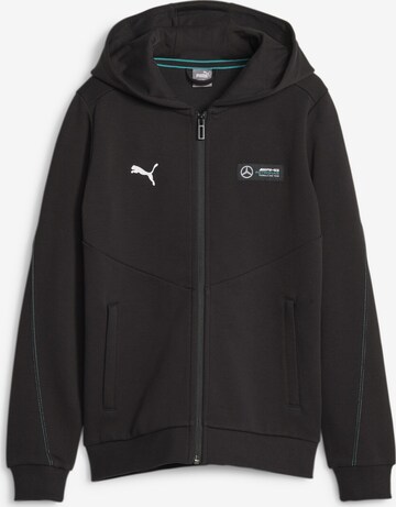 PUMA Athletic Zip-Up Hoodie 'Petronas' in Black: front