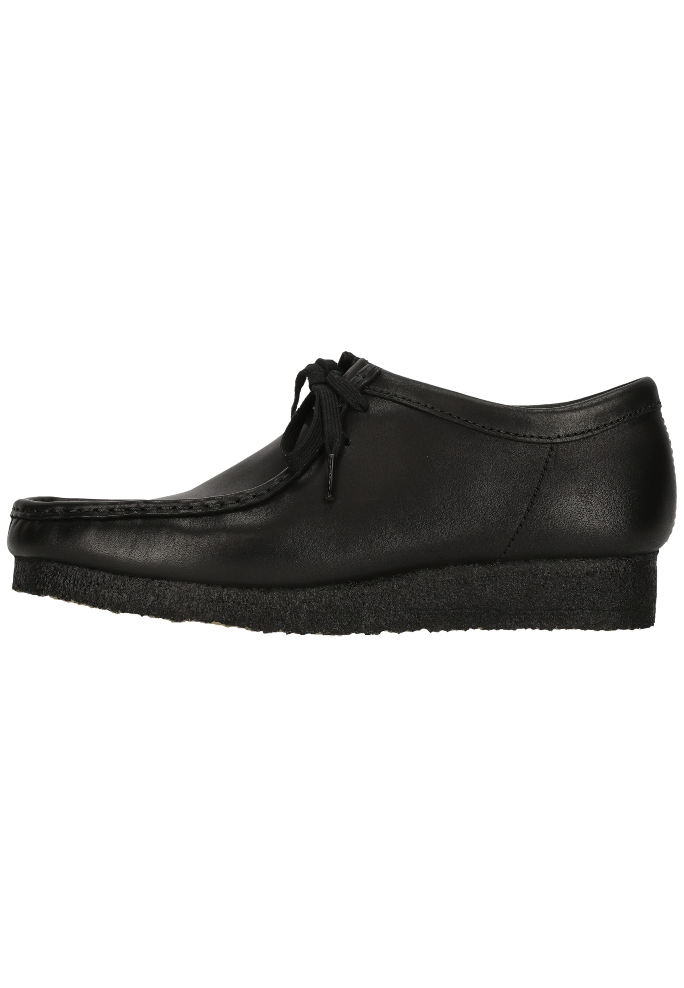 CLARKS Veterschoen 'Wallabee Black Leather' in Zwart