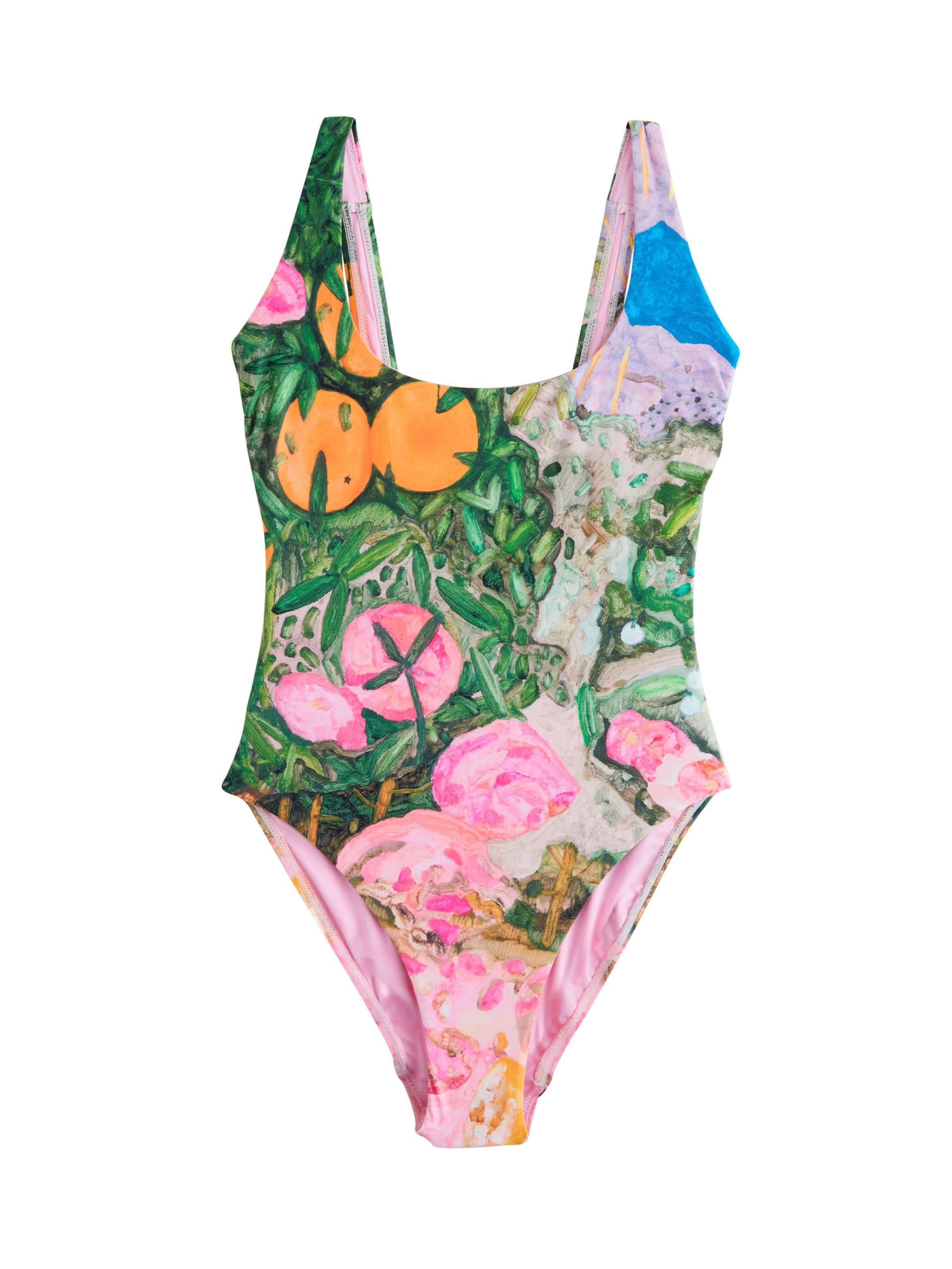 Next Swimsuit 'Benjamin MacGregor Artist Collaboration Tummy Control Scoop' in Blue / Green / Orange / Rose, Item view