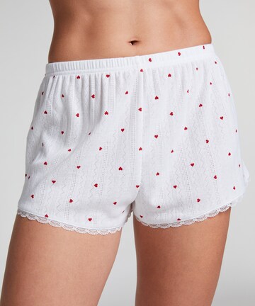 Hunkemöller Pyjamabroek 'Pointelle' in Wit: voorkant