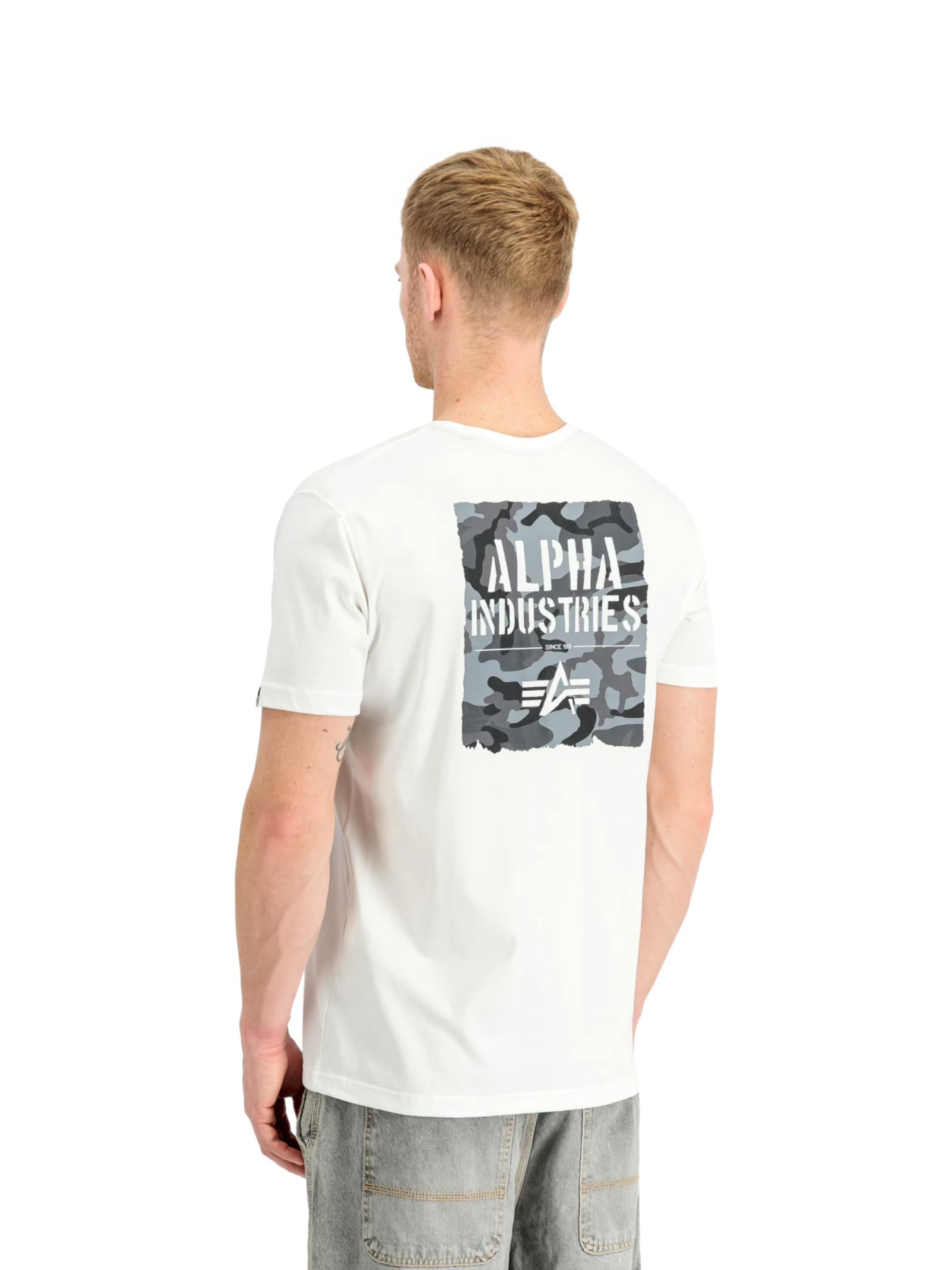 Maglietta 'Camo Print' di ALPHA INDUSTRIES in bianco