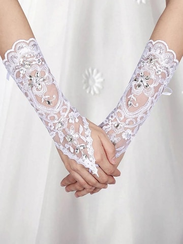 Tomshop24-7 Fingerless Gloves 'Floris II' in White