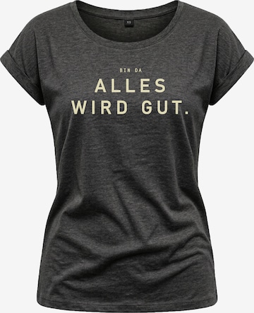 MAKAYA Shirt 'Bin da alles wird gut' in Grey: front