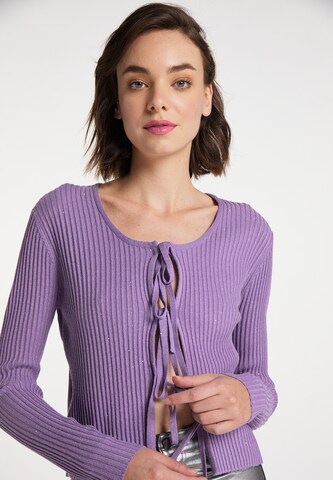 myMo at night Knit Cardigan in Purple