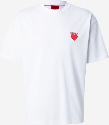 HUGO Тениска 'Dewdam' в бяло: отпред