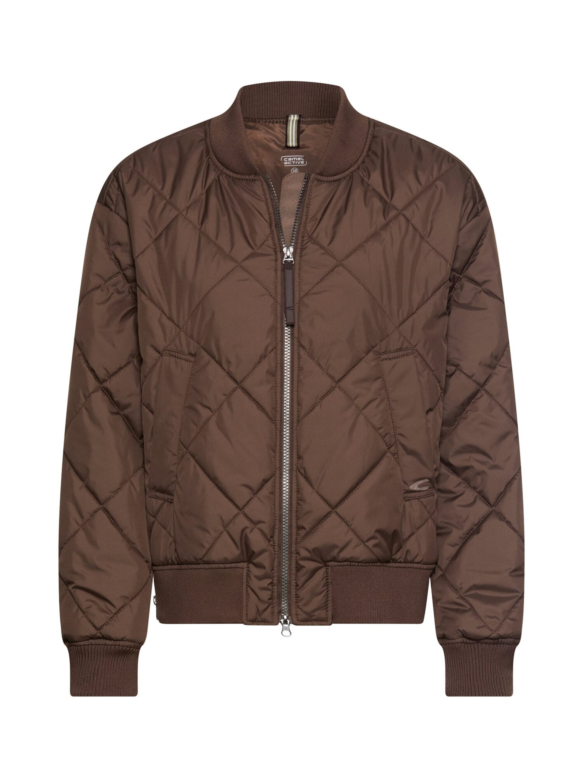 CAMEL ACTIVE Oversize Bomberjacke mit Diamantsteppung in Braun: Vorderseite