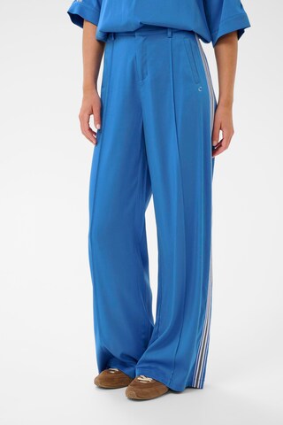 Cream Wide leg Broek 'Thea ' in Blauw: voorkant
