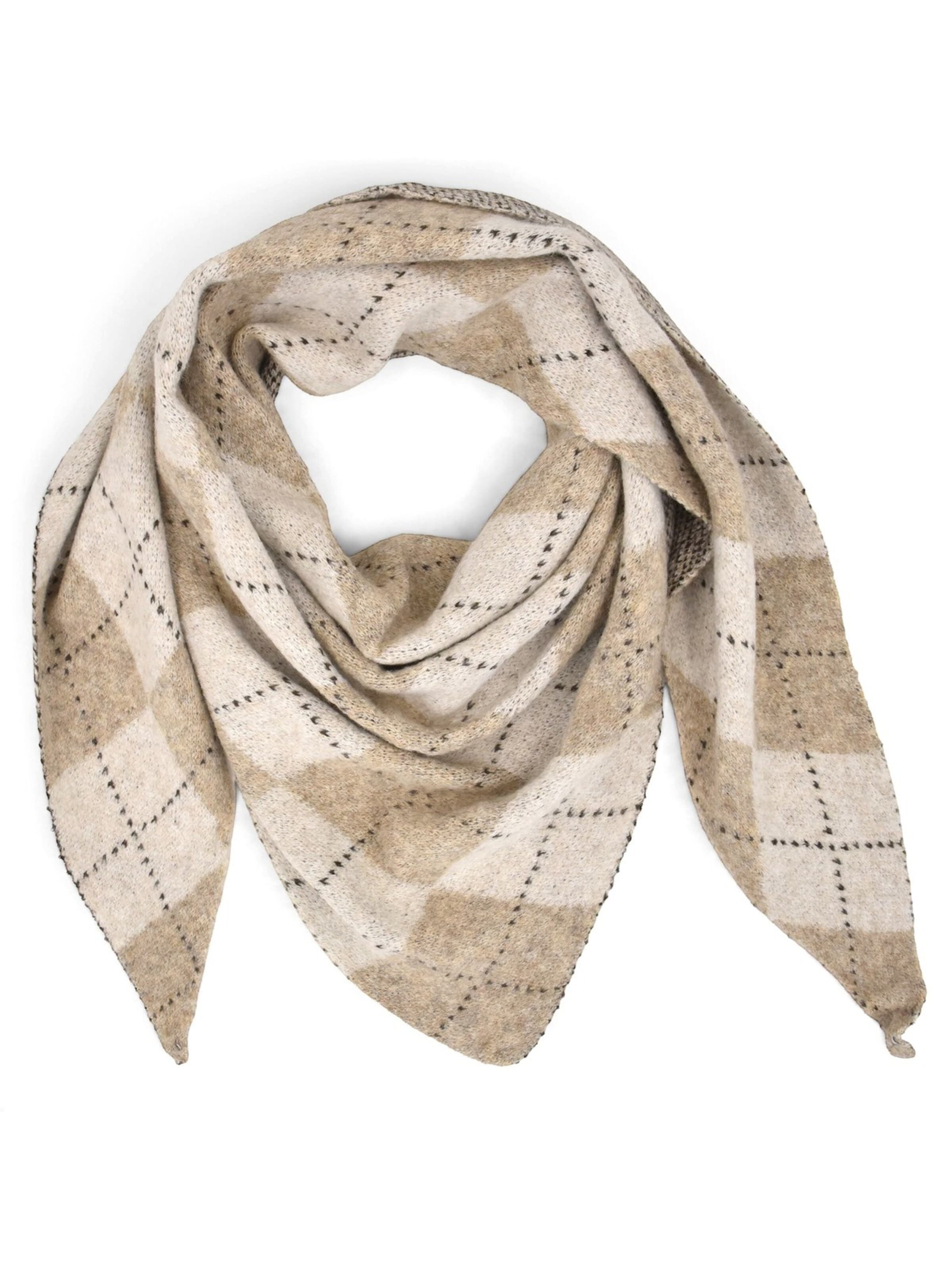 styleBREAKER Tuch 'Strick Dreieckstuch mit Argyle Muster & Wendeseite'‌‌‌‌‌‌ in Beige: Vorderseite