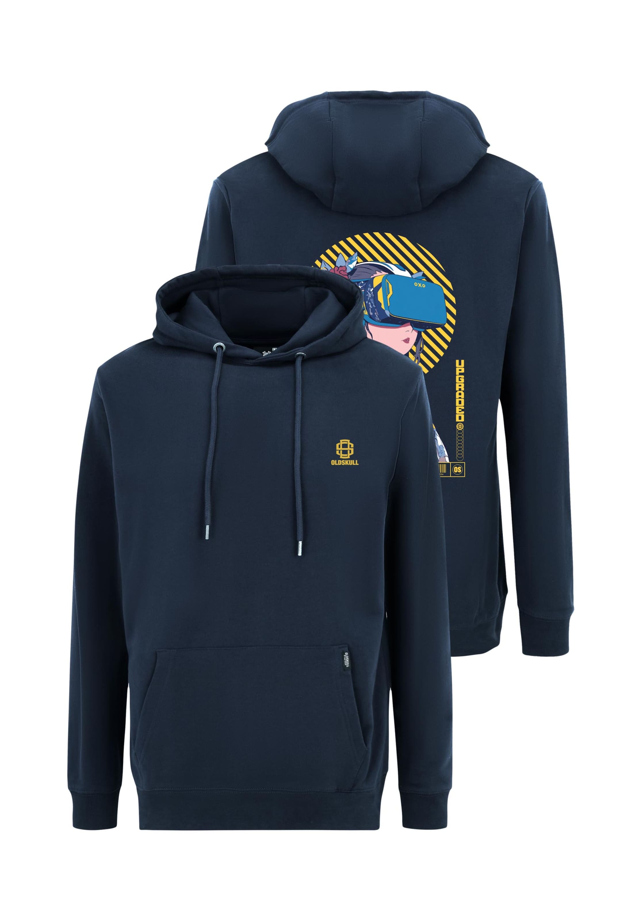 Oldskull Hoodie in Blau: Vorderseite