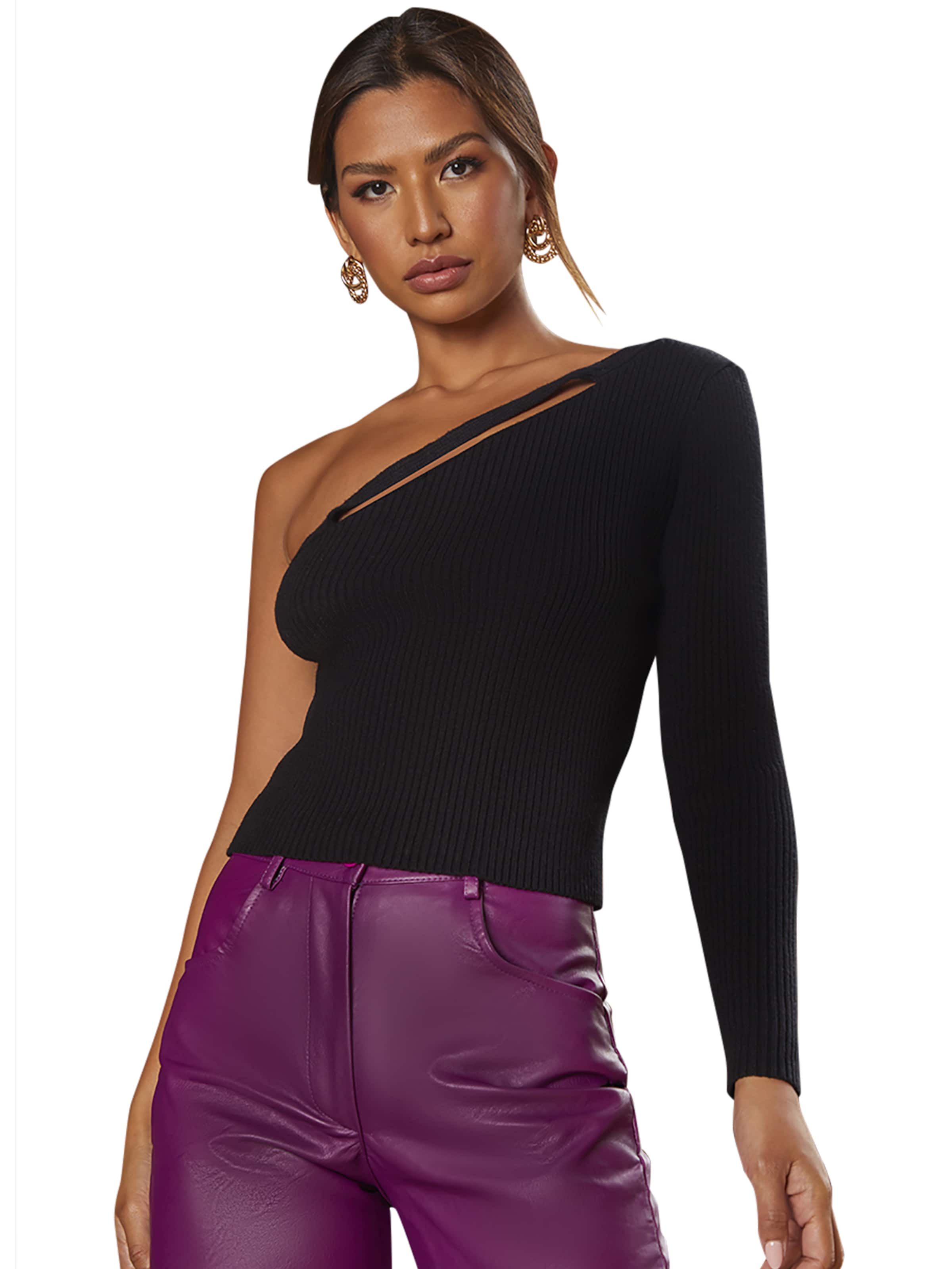 Chi Chi London Sweater in Black: front