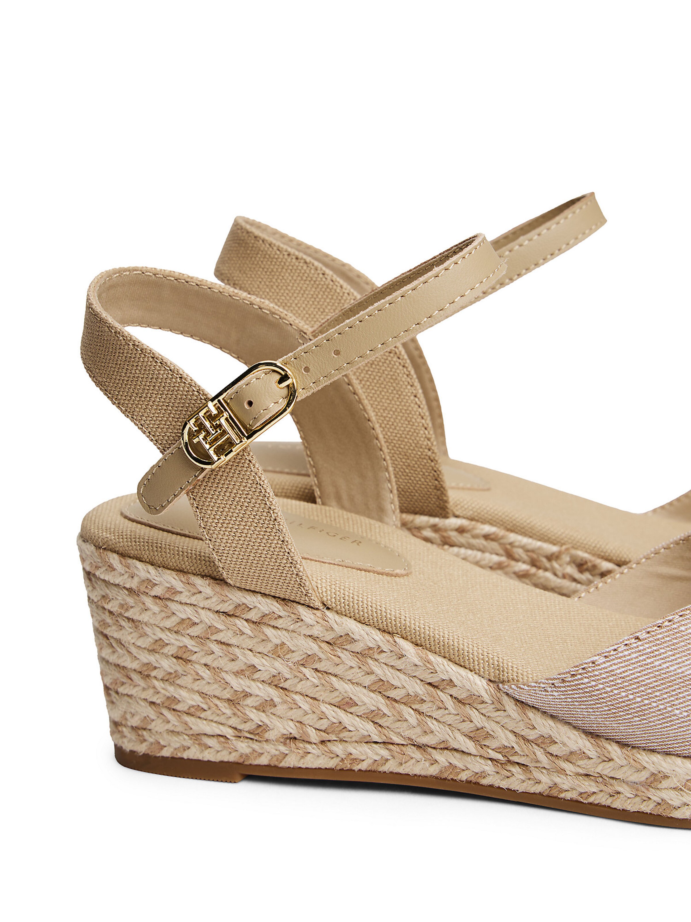TOMMY HILFIGER Chambray Wedge Espadrilles in Beige