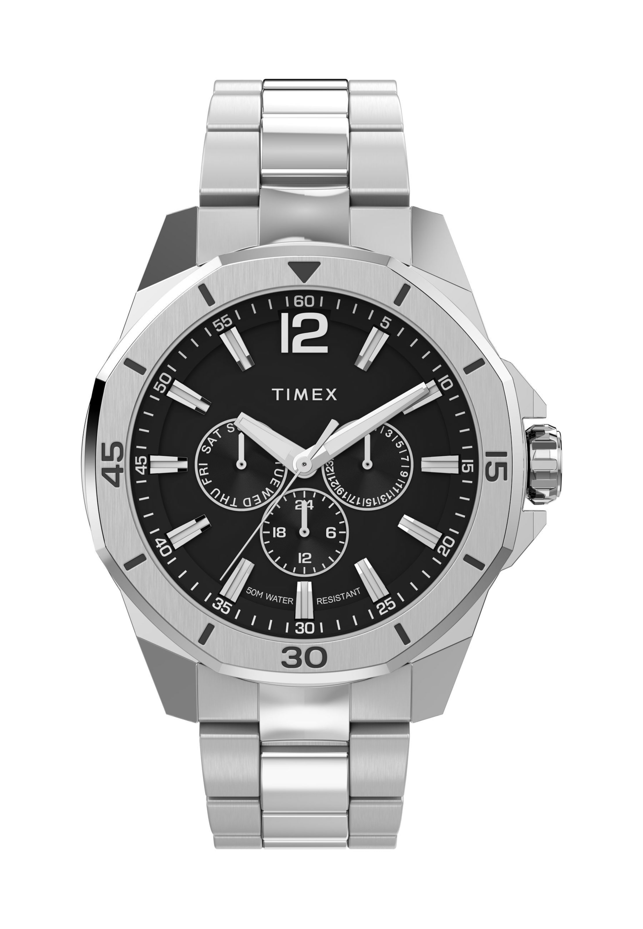 Montre à affichage analogique 'Essex' TIMEX en argent : devant