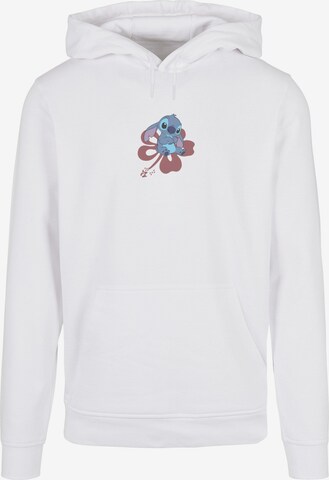 ABSOLUTE CULT Sweatshirt 'Lilo and Stitch - Sitting On Flower' in Wit: voorkant