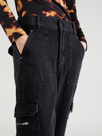 River Island Tapered Cargo Pants 'OREO' in Black