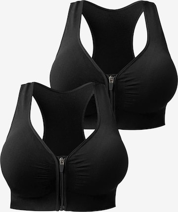 MEETWEE Push-up Sport-BH 'Push-up Bralette Athletic Bras' in Schwarz: Vorderseite