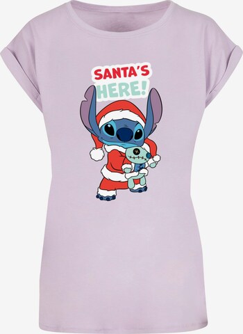 Maglietta 'Lilo And Stitch - Santa Is Here' di ABSOLUTE CULT in lilla: frontale