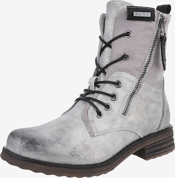 Ital-Design Lace-Up Ankle Boots in Silver: front