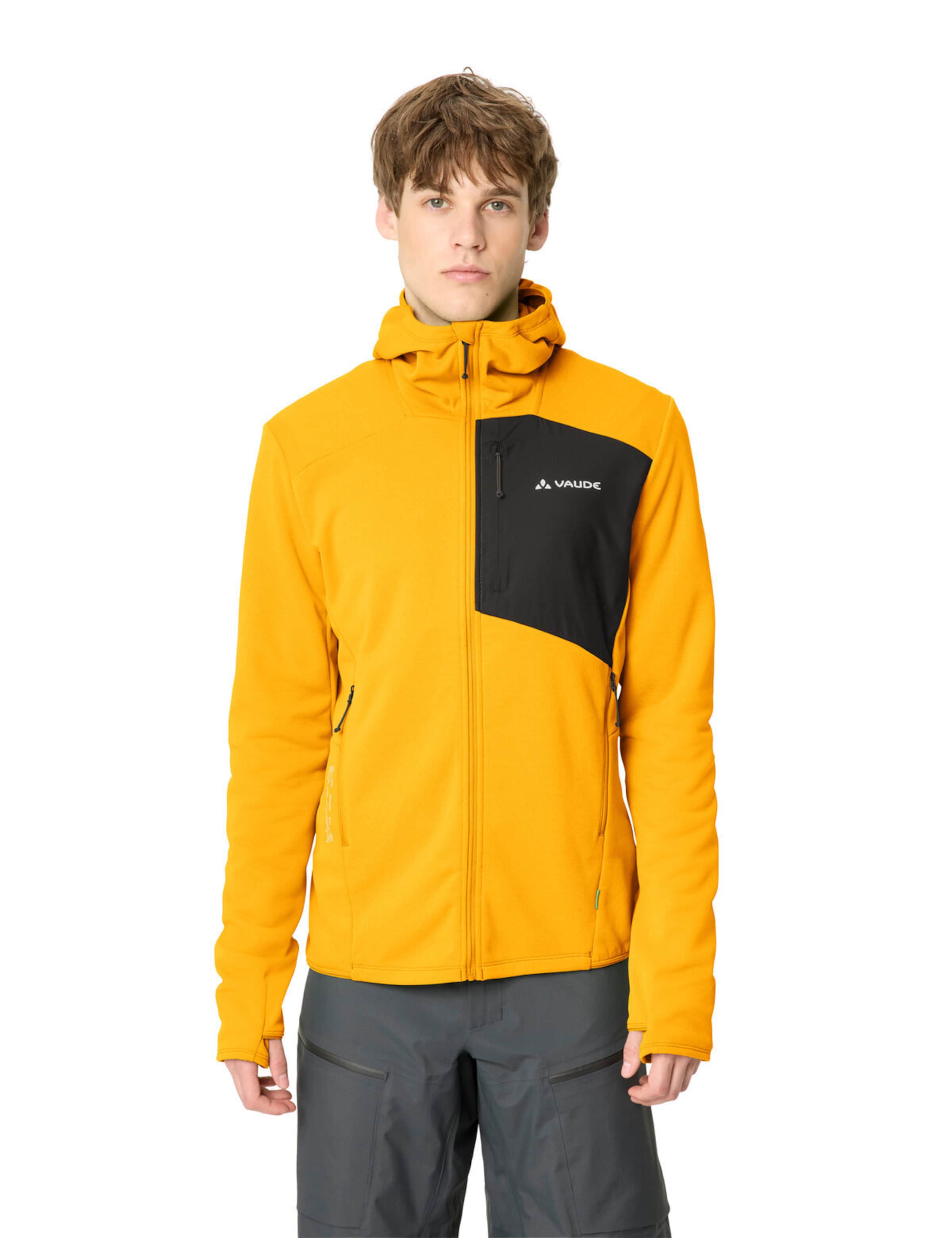 VAUDE Athletic fleece jacket 'Monviso III' in Yellow: front