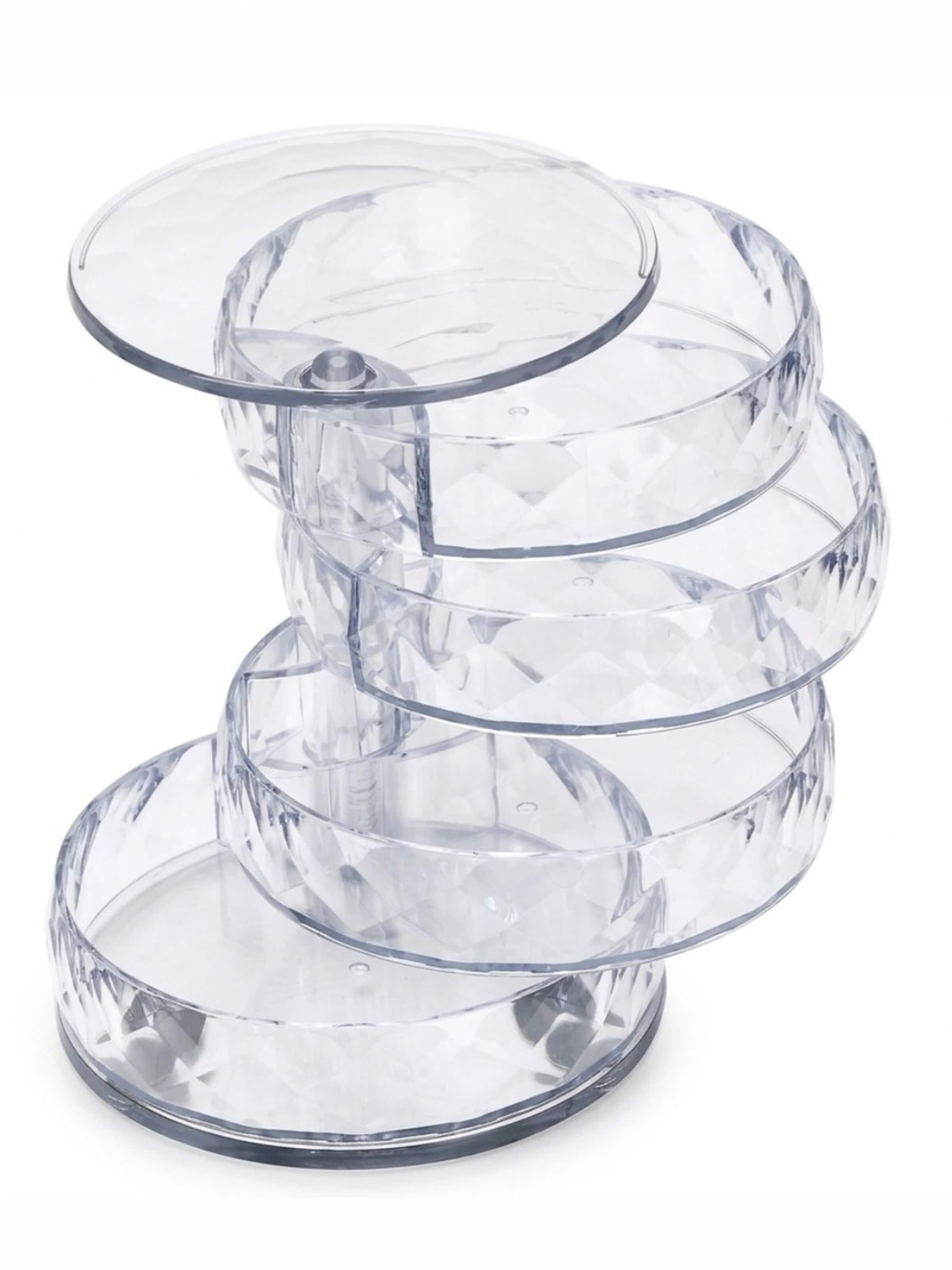 Boîte à bijoux 'Rotating Round Jewelry Organizer with 4 Compartments - Transparent' UNIQ Beauty en transparent