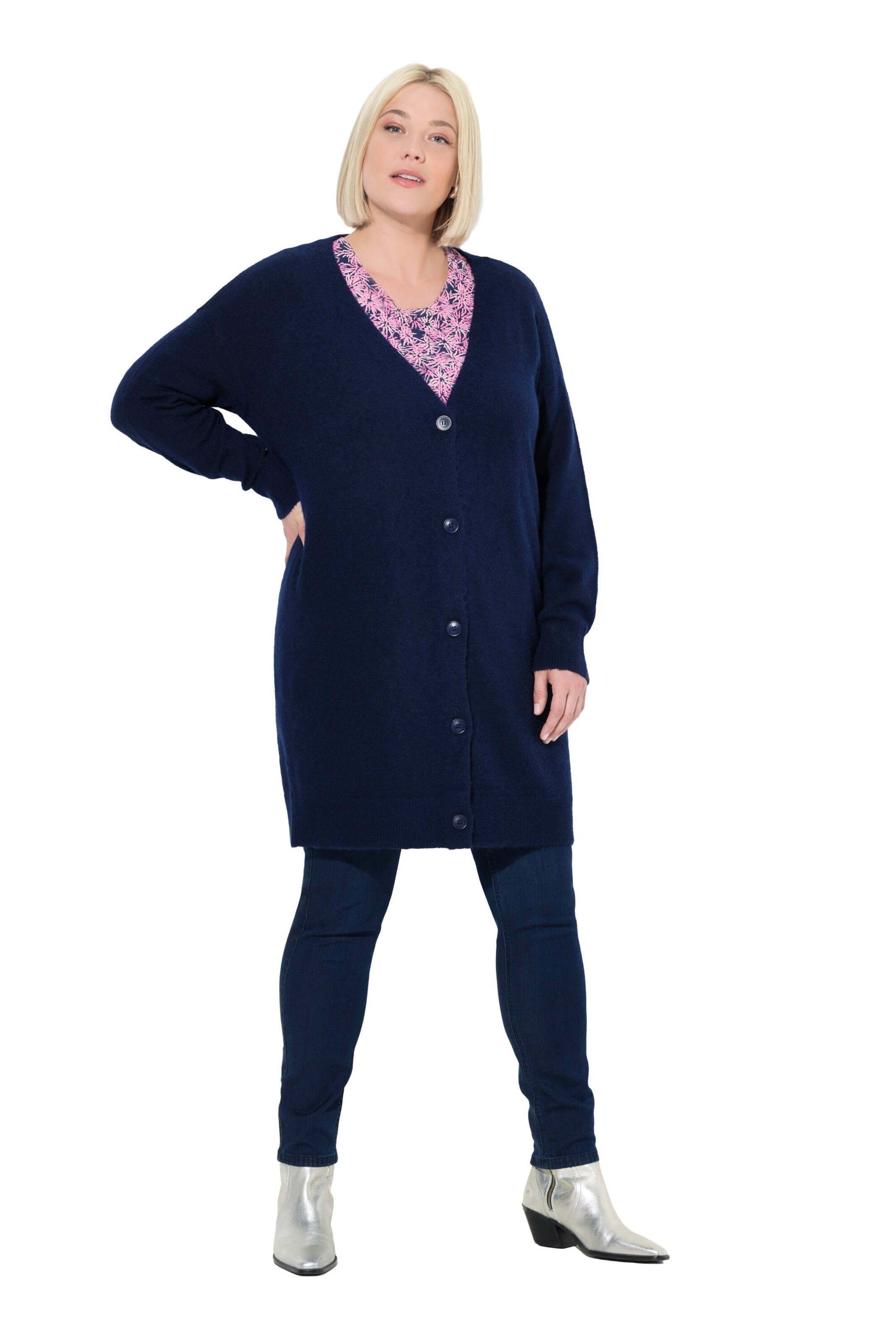 Ulla Popken Gebreid vest in Blauw