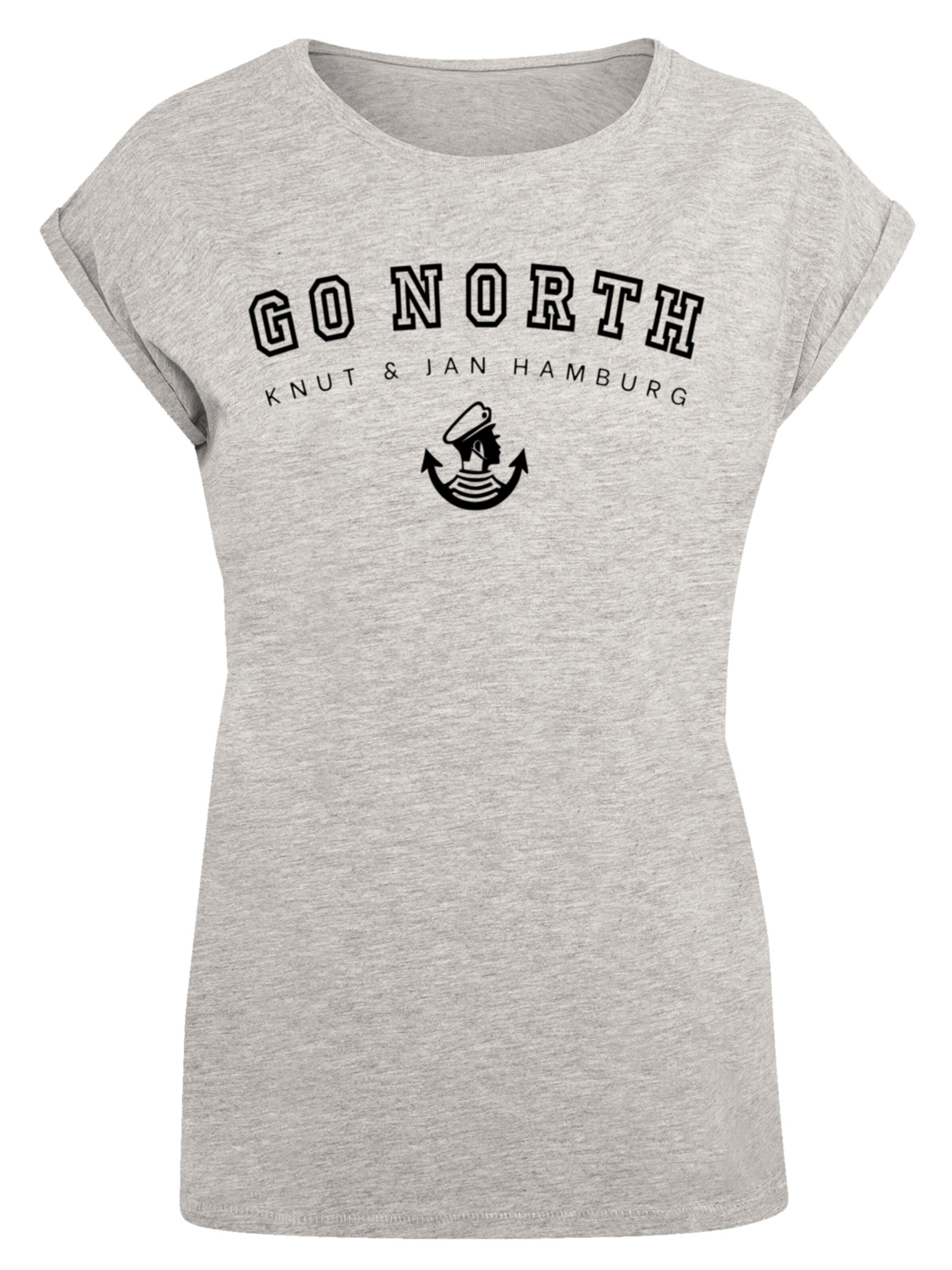 F4NT4STIC T-Shirt 'Go North Knut & Jan Hamburg' in Grau: Vorderseite