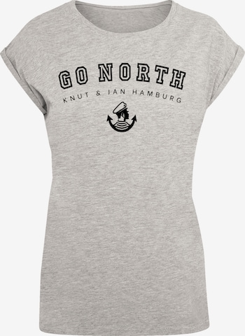 F4NT4STIC T-Shirt 'Go North Knut & Jan Hamburg' in Grau: Vorderseite