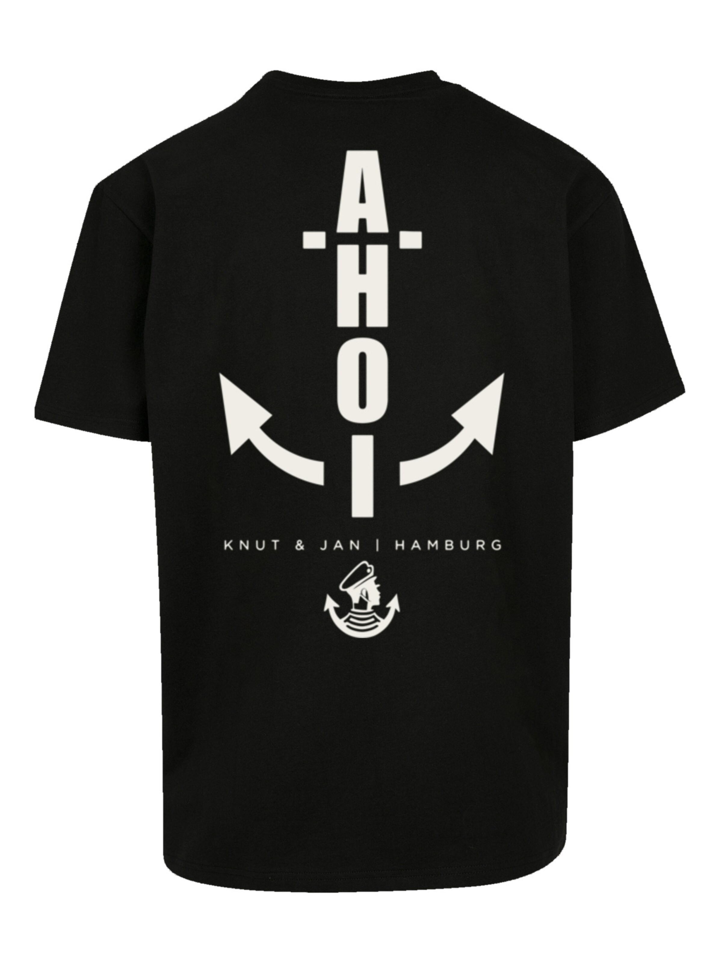 F4NT4STIC T-Shirt 'Ahoi Anker Knut & Jan Hamburg' in Schwarz