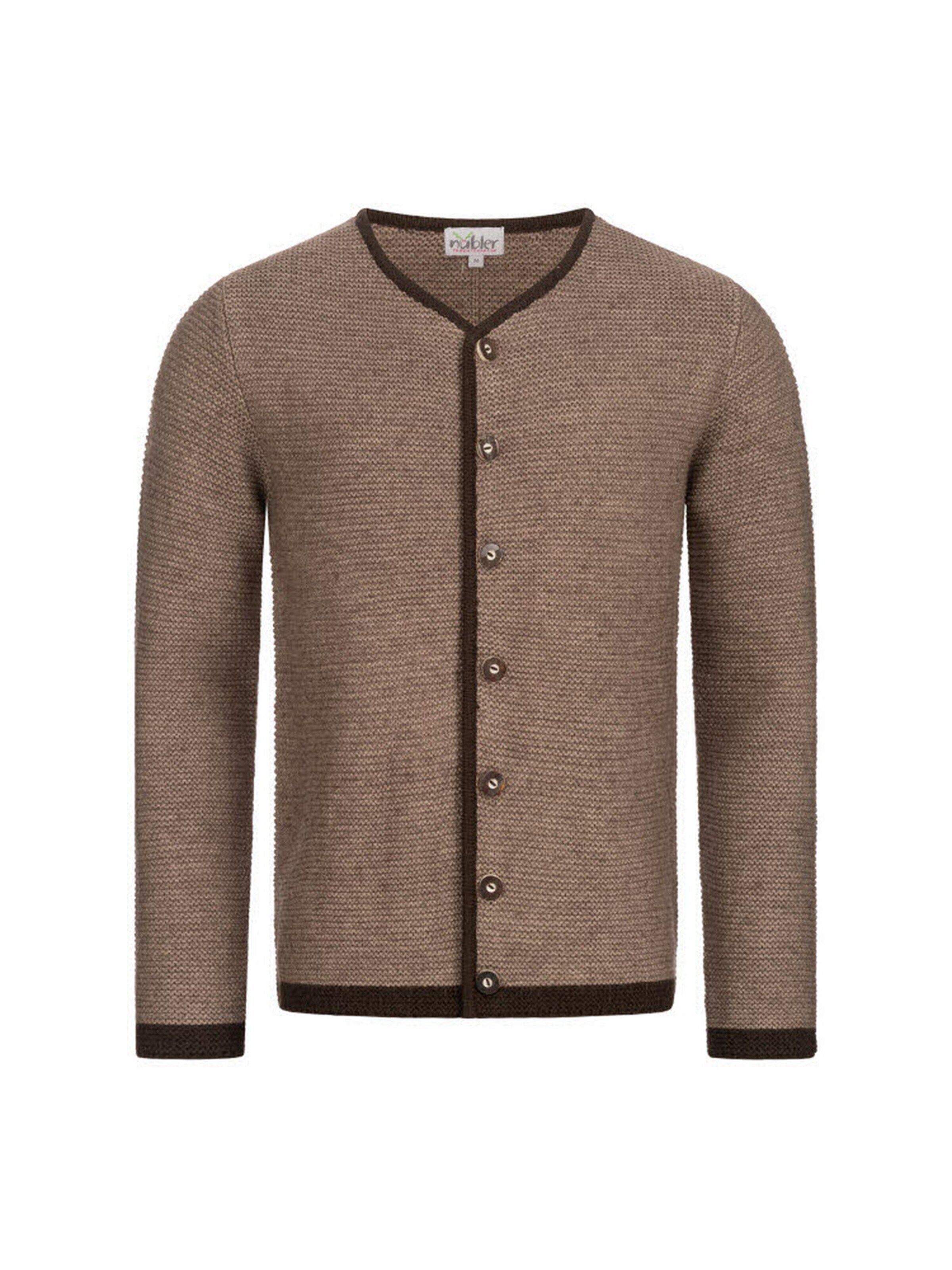 Trachtenhof Nübler Knitted Janker 'Trachtenstrickjacke Ignaz' in Brown: front