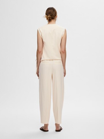 SELECTED FEMME Tapered Pleat-Front Pants 'SELFINA' in Beige