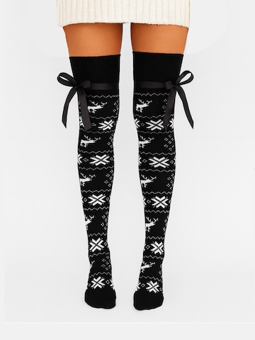 Lycille Over the Knee Socks in Black: front