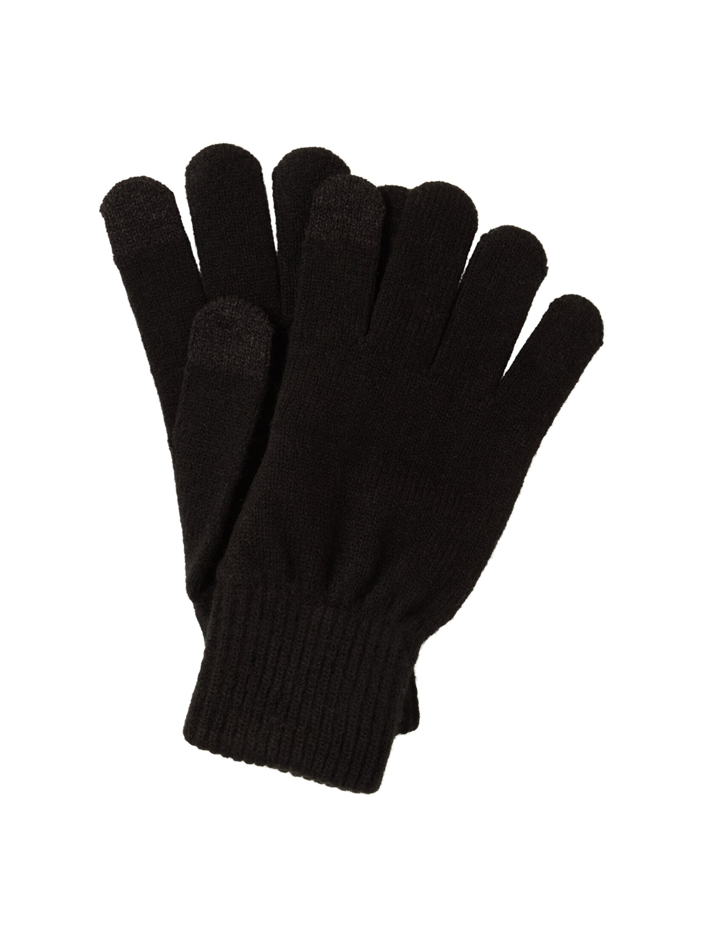 TOM TAILOR DENIM Full finger gloves in Black: front