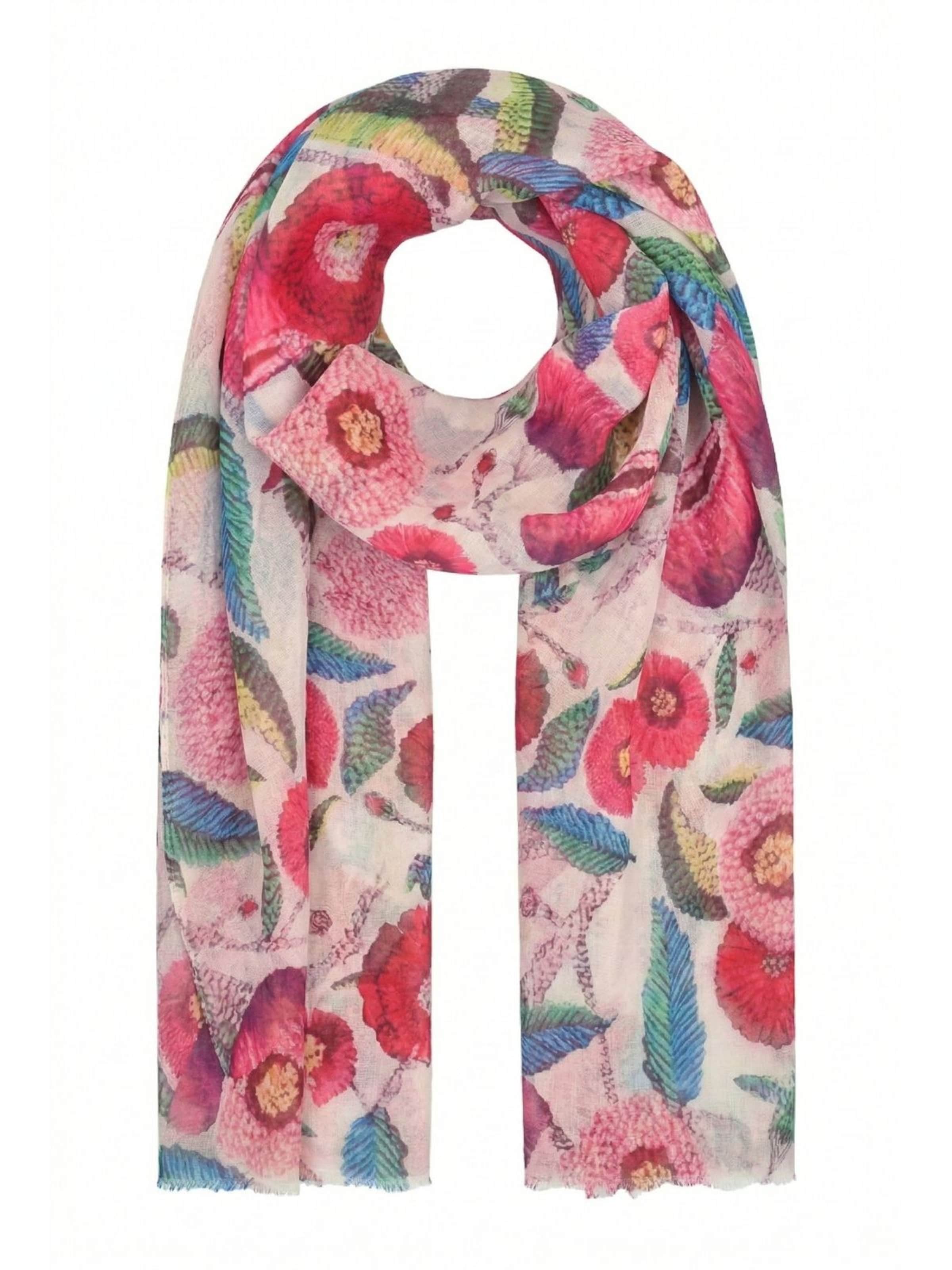 styleBREAKER Scarf 'Leichter Viskose Schal mit Blumenmuster' in Pink: front