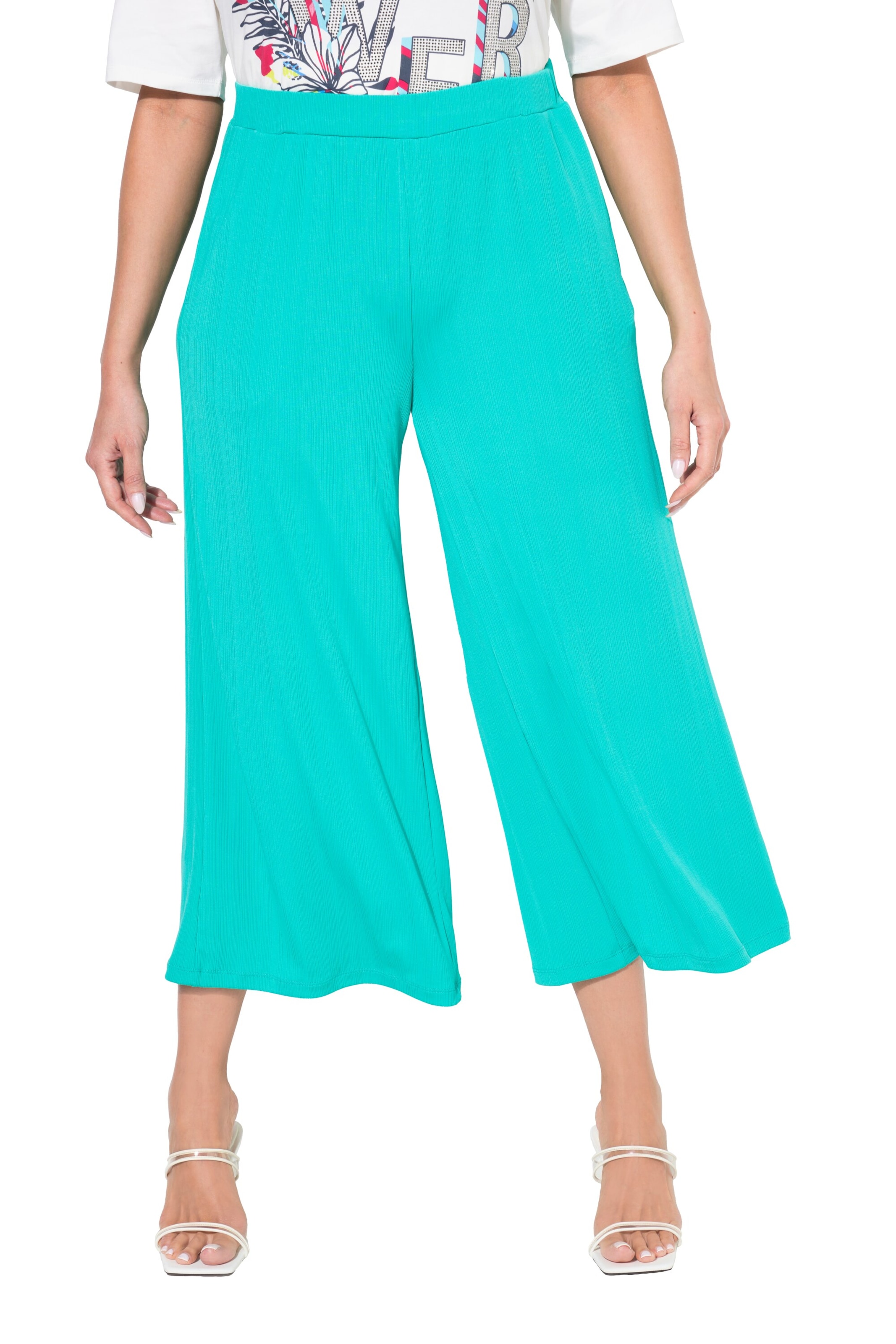 Ulla Popken Wide Leg Hose in Grün: Vorderseite