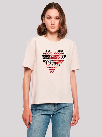 F4NT4STIC Shirt 'I love you 01001001 Binary Code Herz  Valentinstag' in Pink: front