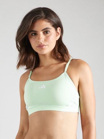 ADIDAS PERFORMANCE Bralette Sports Bra 'Aeroreact Light Support 3Stripes' in Green: front