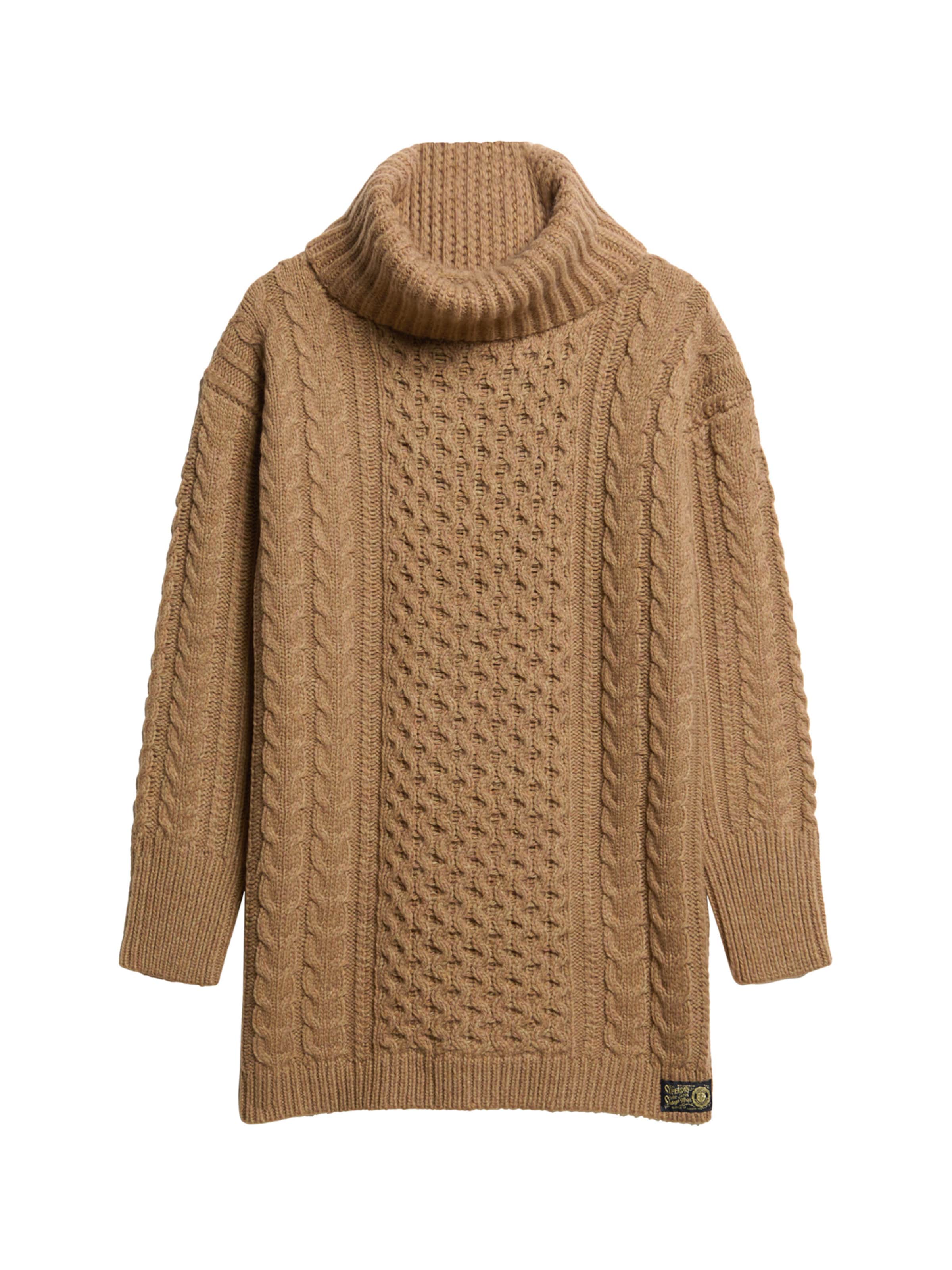 Superdry Gebreide jurk in Bruin: voorkant