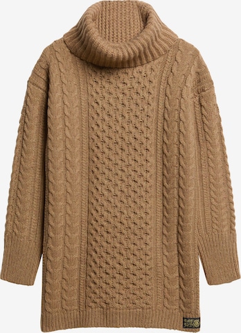 Superdry Gebreide jurk in Bruin: voorkant
