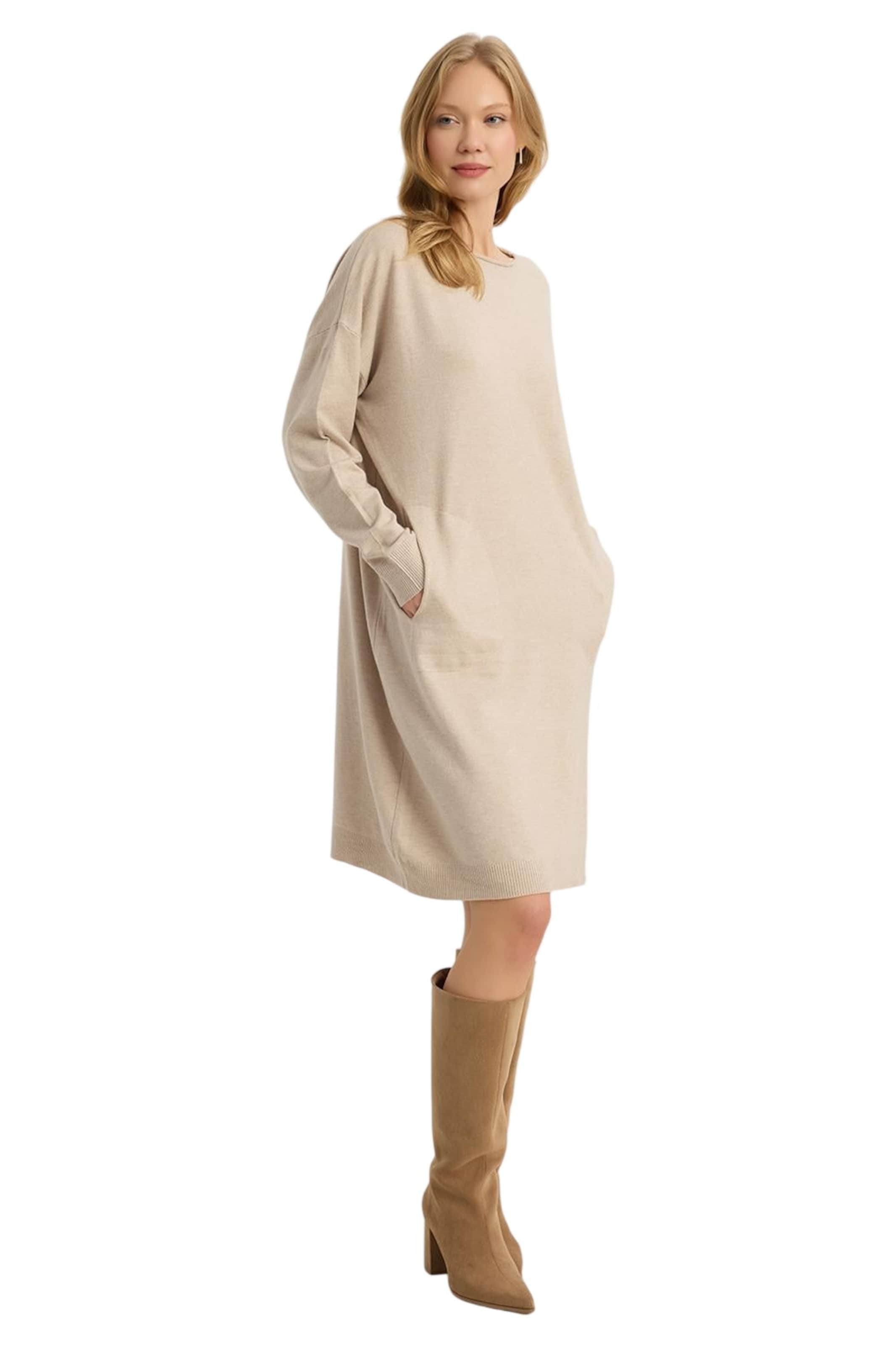 HOME STORE Gebreide jurk in Beige