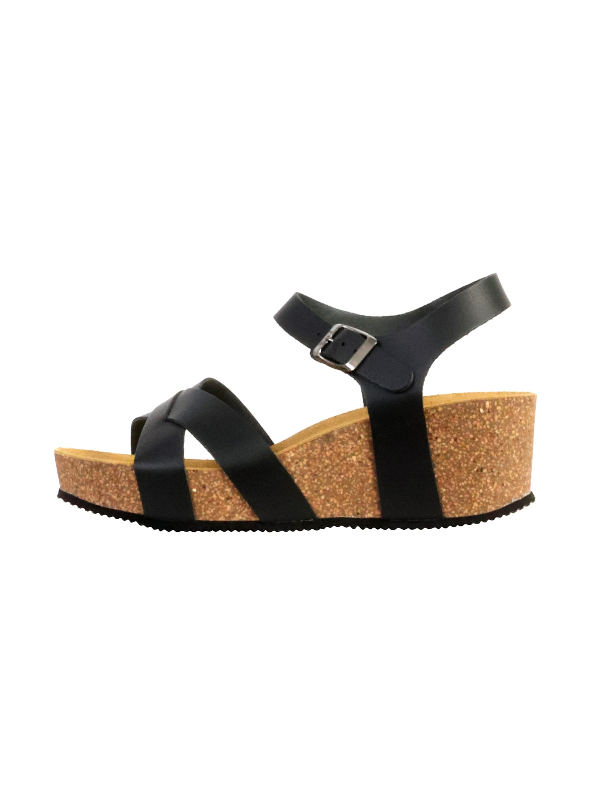 The Divine Factory Sandal 'Noga Ety Edge Ledersandalen mit Keilabsatz' in Black: front